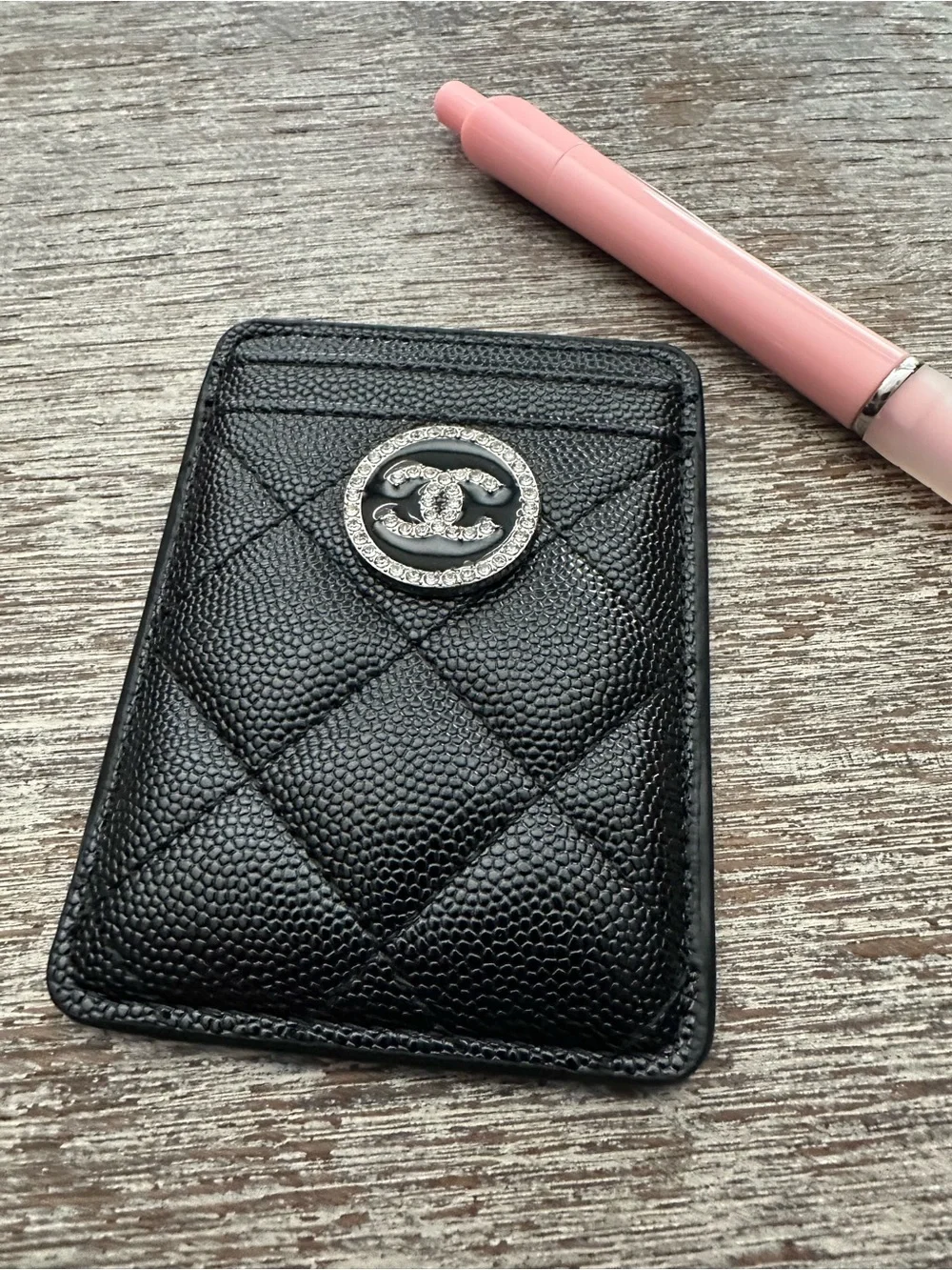 Black Quilted Leather MagSafe Card Holder